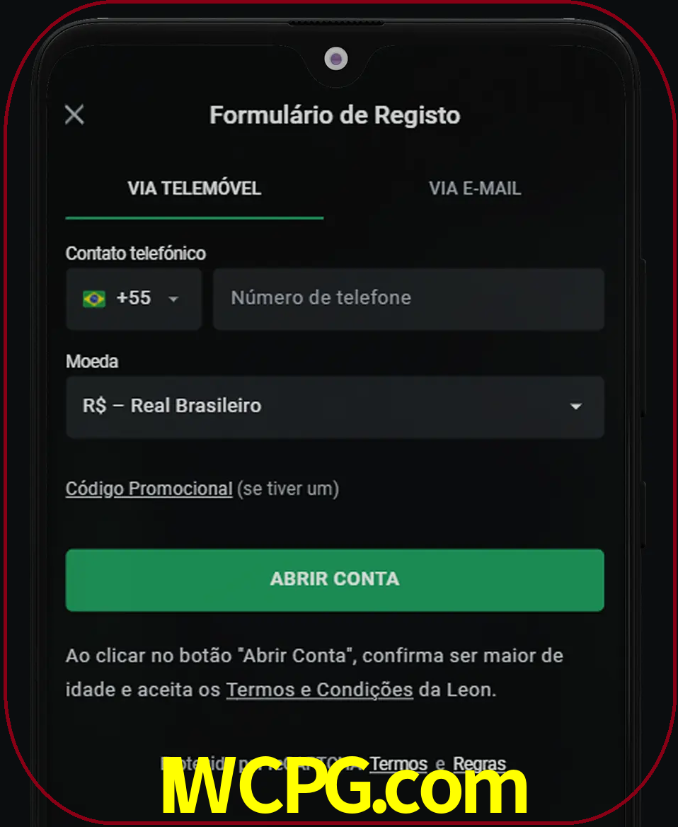 Abra o aplicativo e inicie o processo de registro.