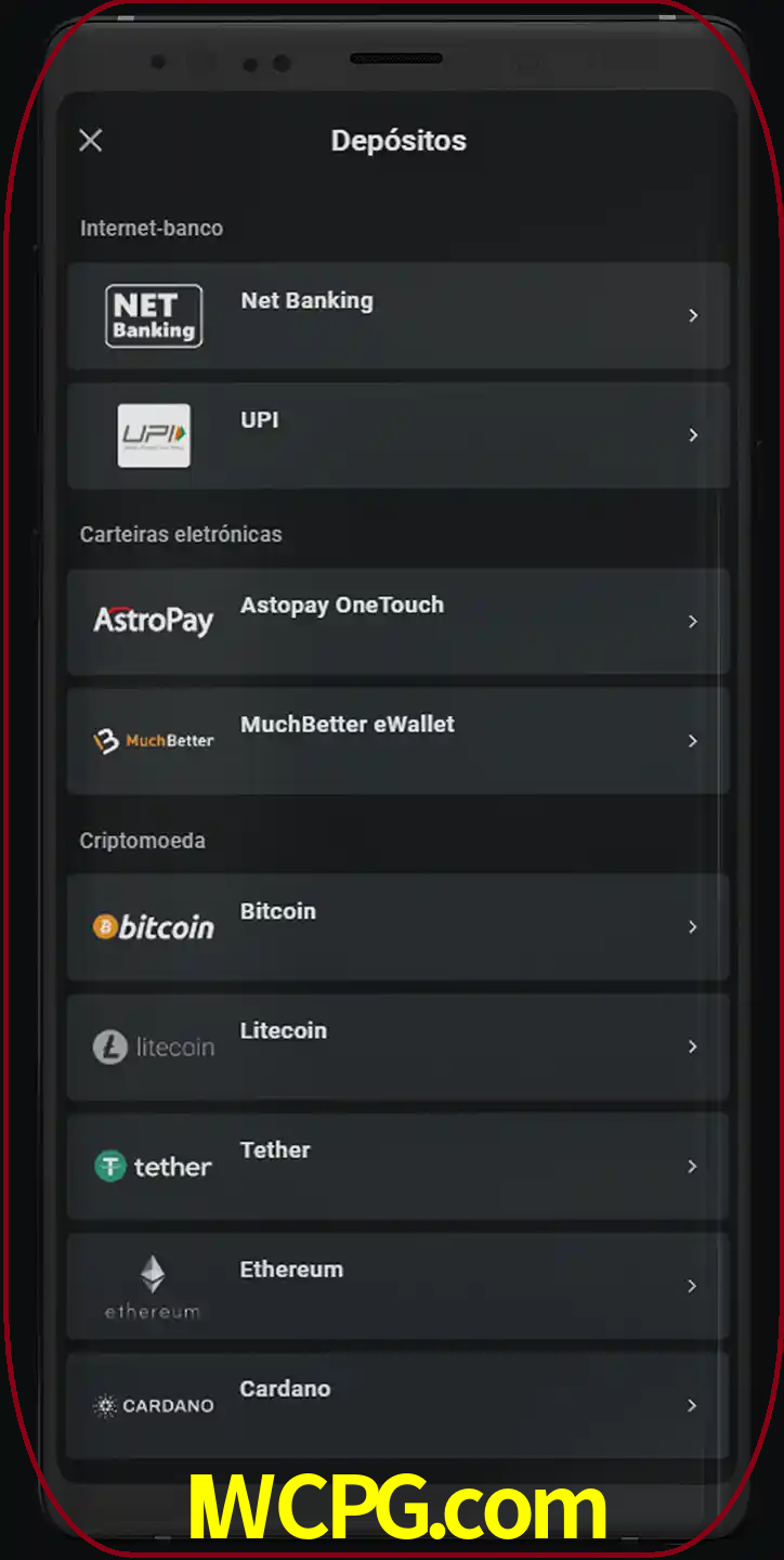Você pode usar métodos alternativos de depósito.