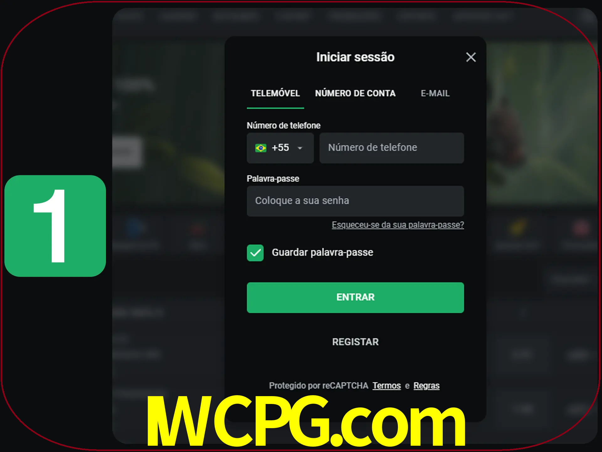 Clique no botão Entrar.